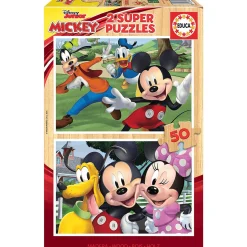 Mickey & Friends Puzzle de Madera Ecológica 2 x 50 Piezas
