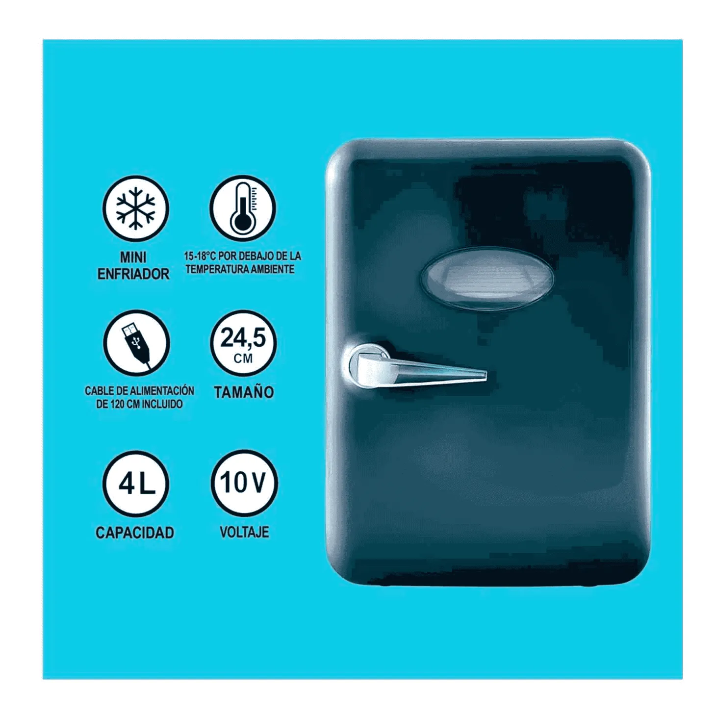 Mini Nevera - Portatil: Gamer (6 Latas) (Azul)