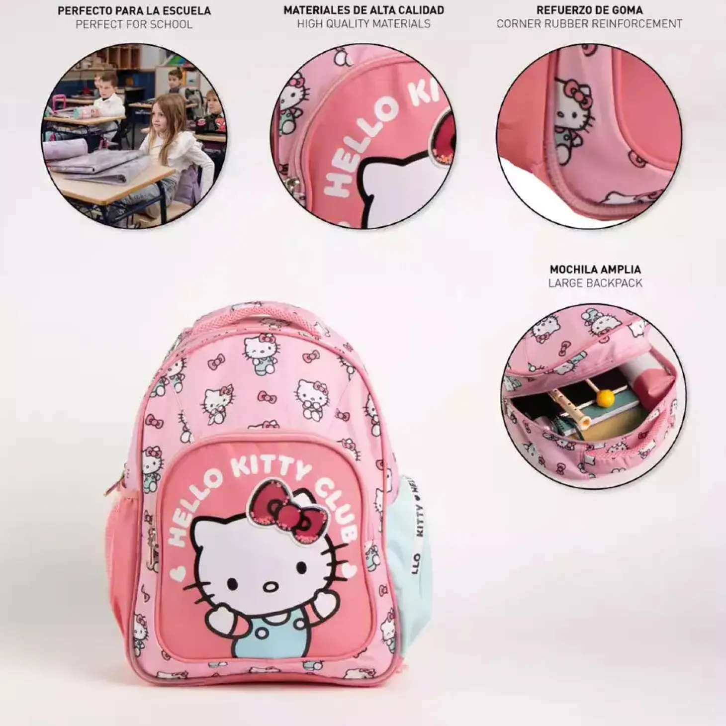 Mochila Hello Kitty Escolar 42 cm