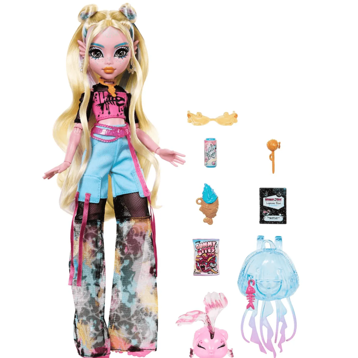 Monster High Muñeca Lagoona Blue de Monster High con Mascota Neptuna y Accesorios