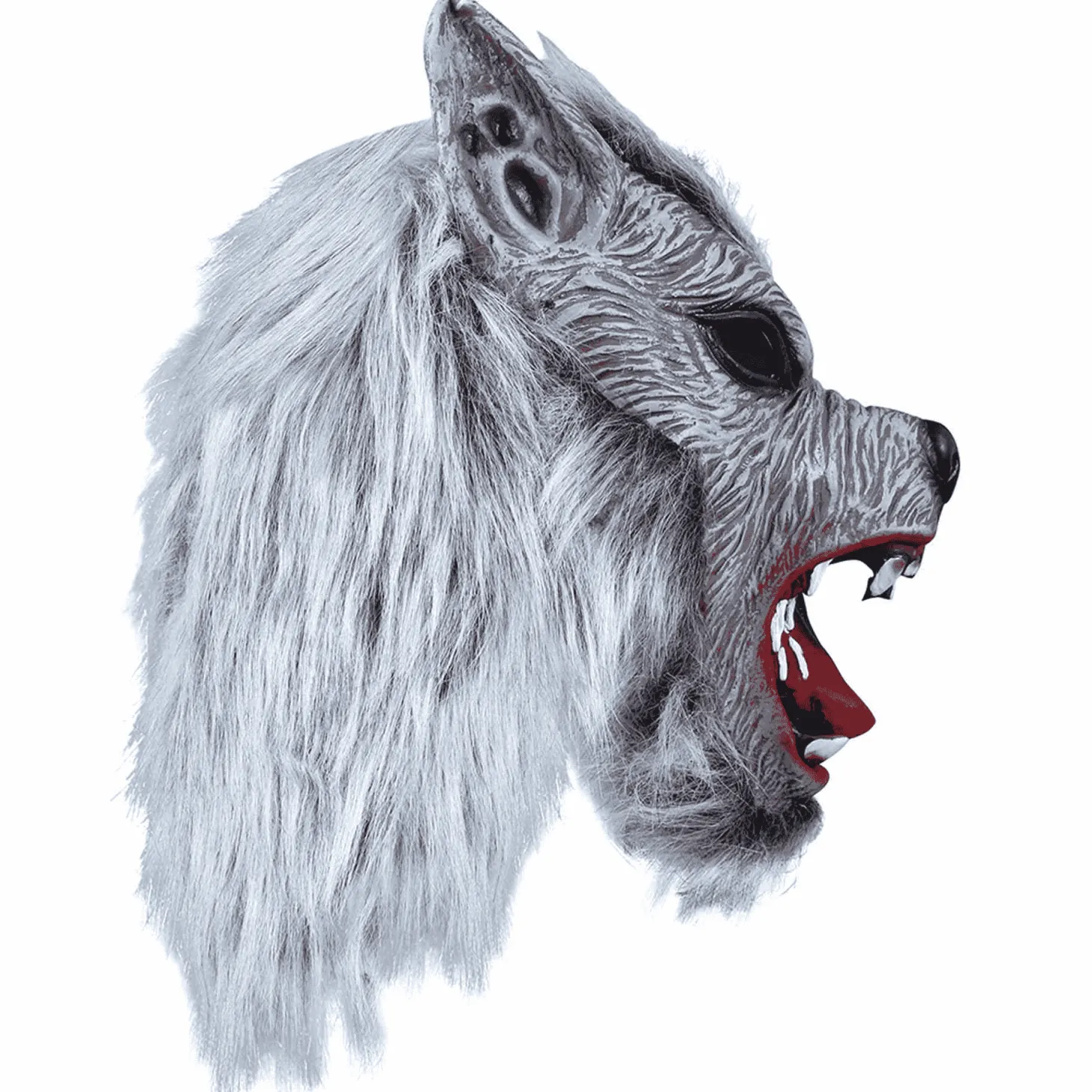 Máscara Lobo de Látex con Pelo Sintético