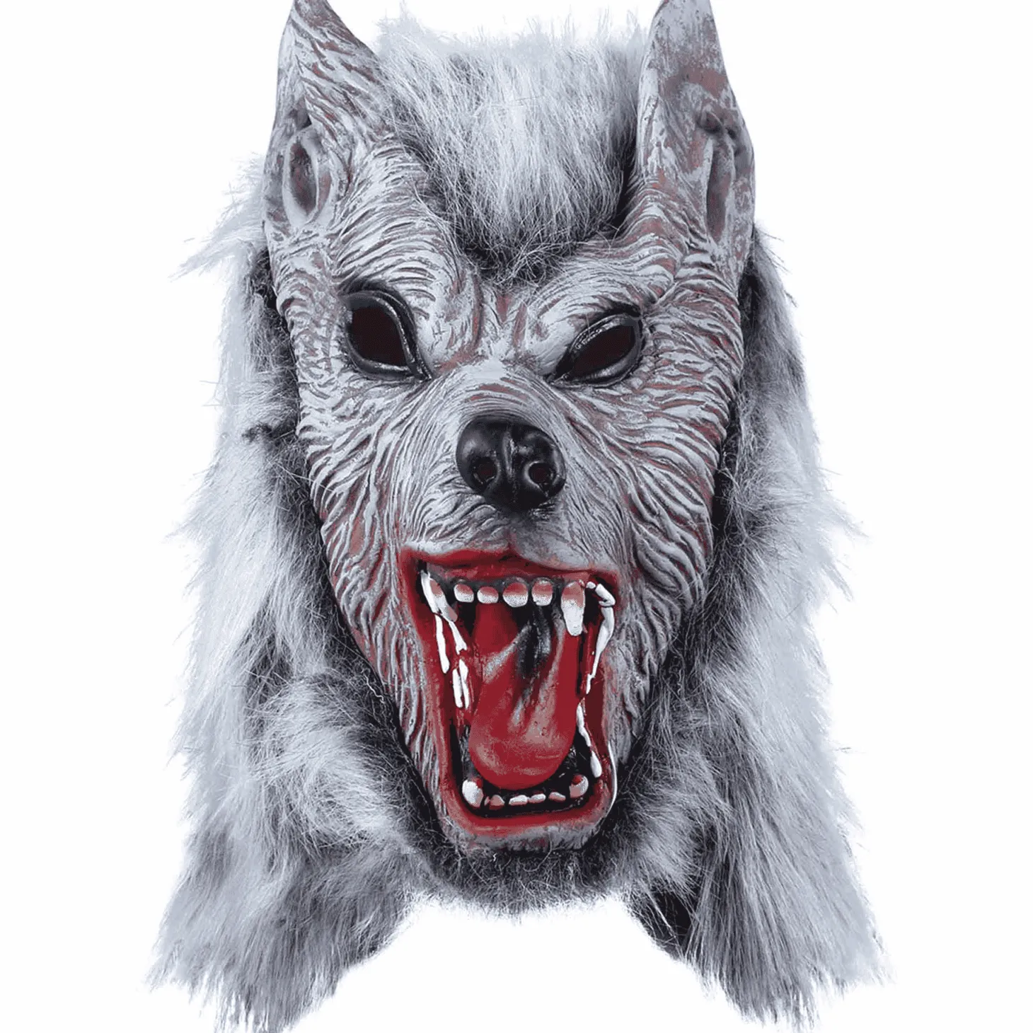 Máscara Lobo de Látex con Pelo Sintético