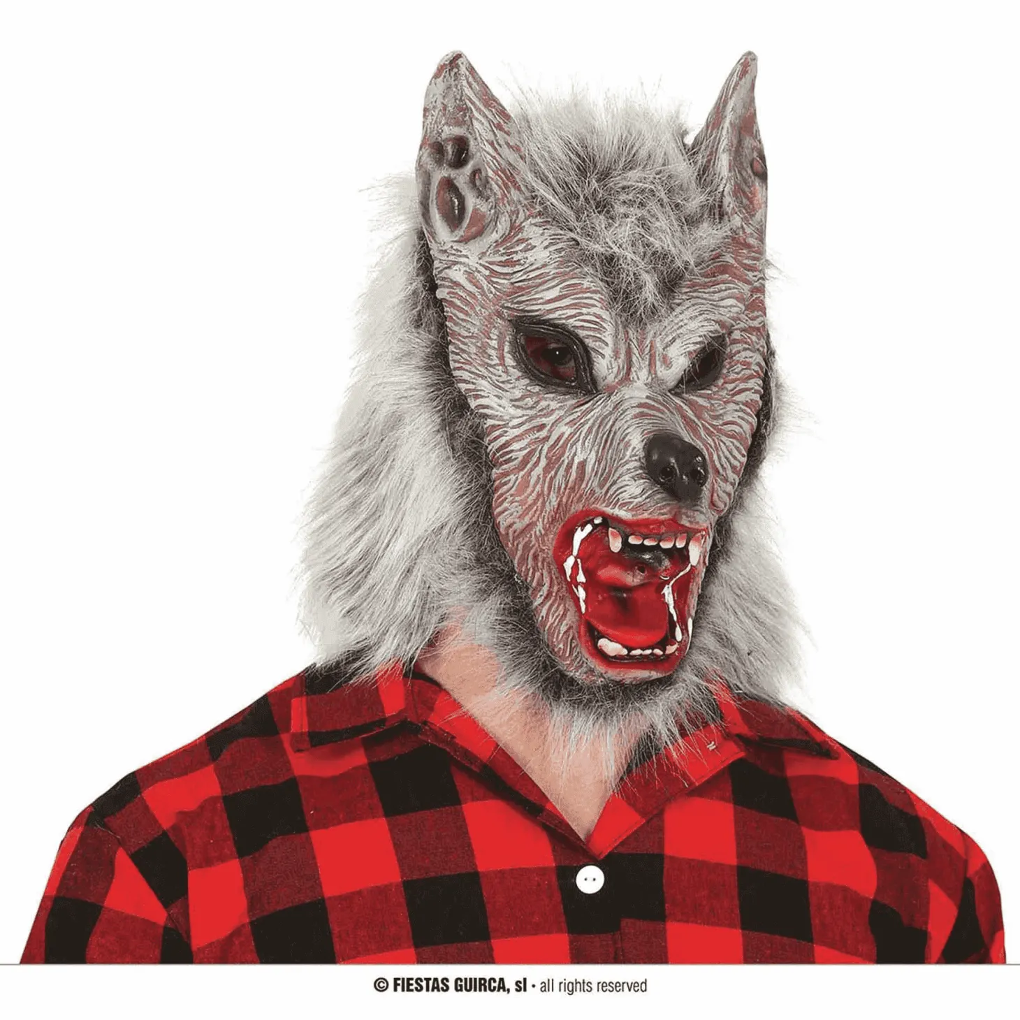 Máscara Lobo de Látex con Pelo Sintético