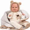 Muñeca Arias Babyto Marrón con Manta de Osito y Peso Realista 35 cm