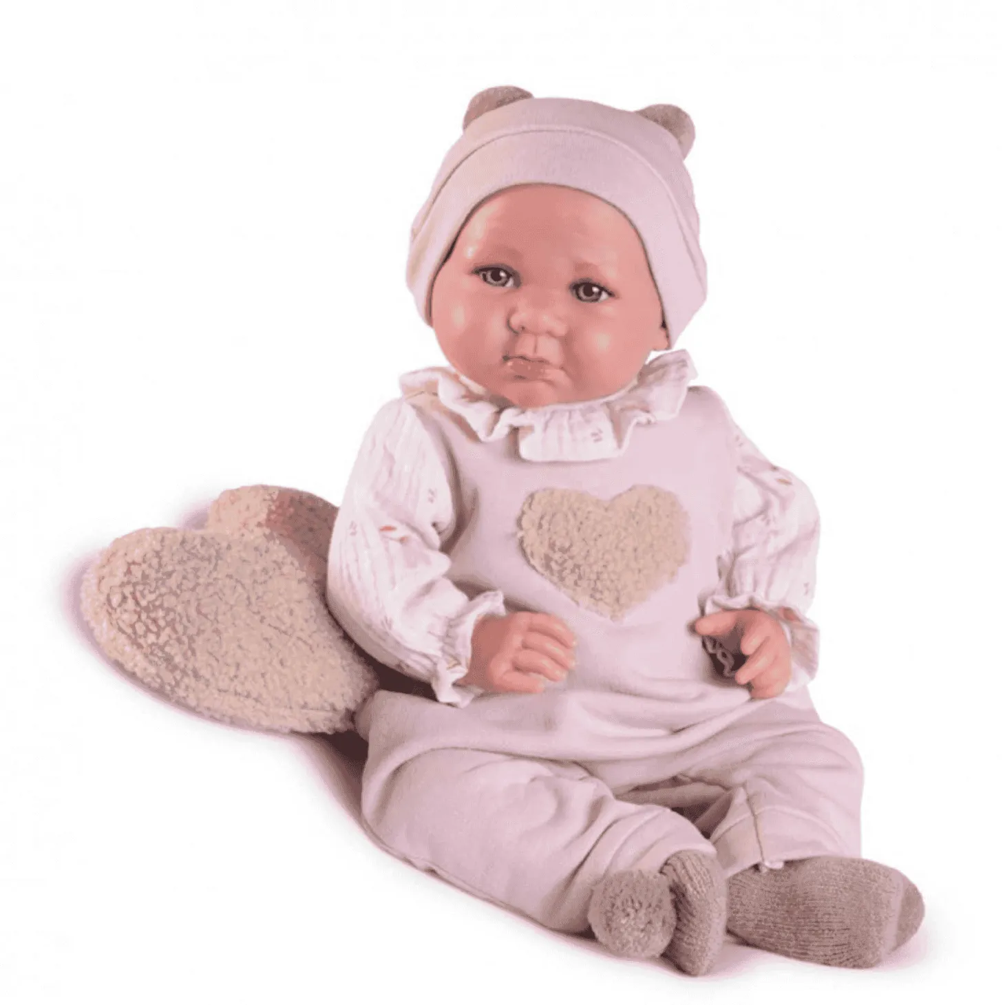 Muñeca Recién Nacida con peso Luca con cojín corazón Antonio Juan