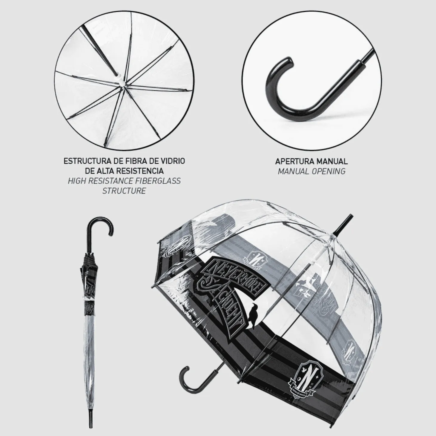 Paraguas Manual Poe Wednesday 60 cm