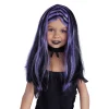 Peluca Brujita Negra con Mechas Lilas ¡Perfecta para Completar tu Disfraz Infantil de Halloween!