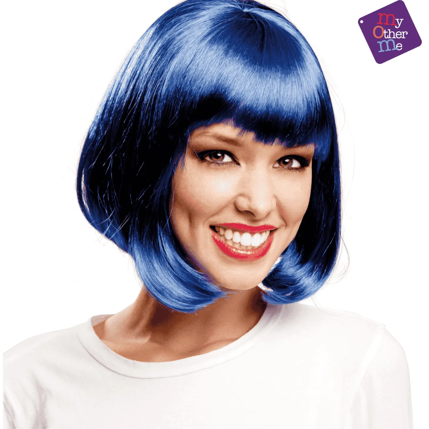 Peluca Corta color azul para disfraz