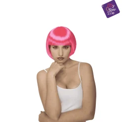 Peluca Corta color rosa para disfraz