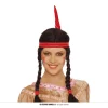 Peluca India con Cinta y Trenza Complemento Disfraz
