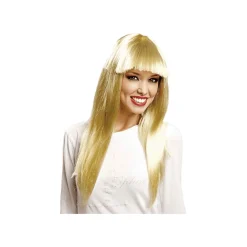 Peluca Larga Con Flequillo Rubia