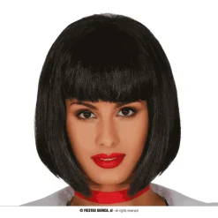 Peluca Melena Negra Complemento Disfraz