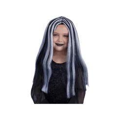 Peluca negra con mechas blancas