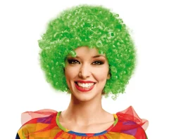 Peluca Rizada color verde para disfraz