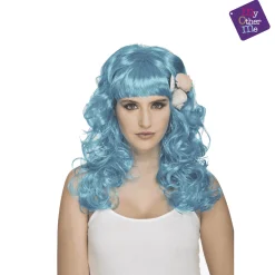 Peluca Sirenita color azul para disfraz