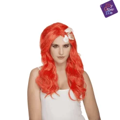 Peluca Sirenita color naranja para disfraz