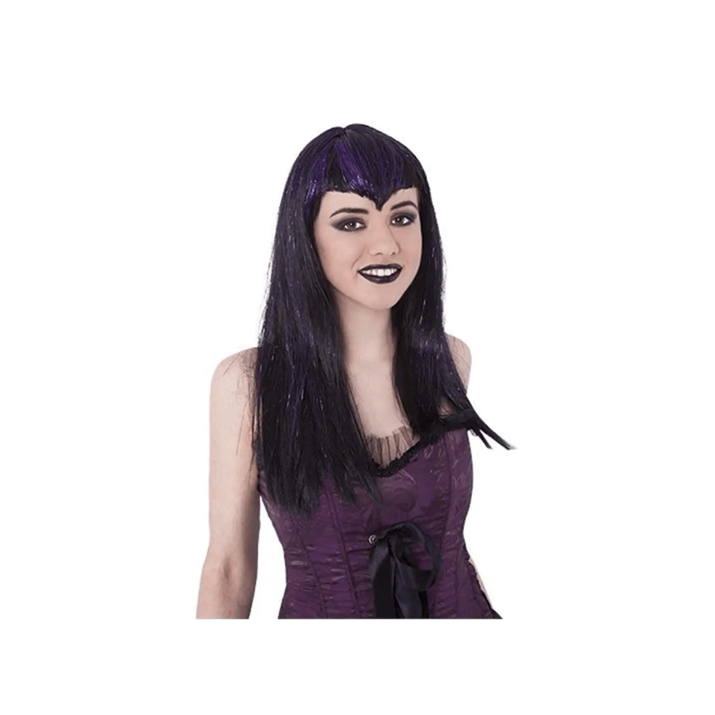 Peluca Vampiresa Traviesa Negra/Lila Ad