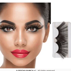 Pestañas negras jumbo con brillo y adhesivo – Maquillaje Disfraces