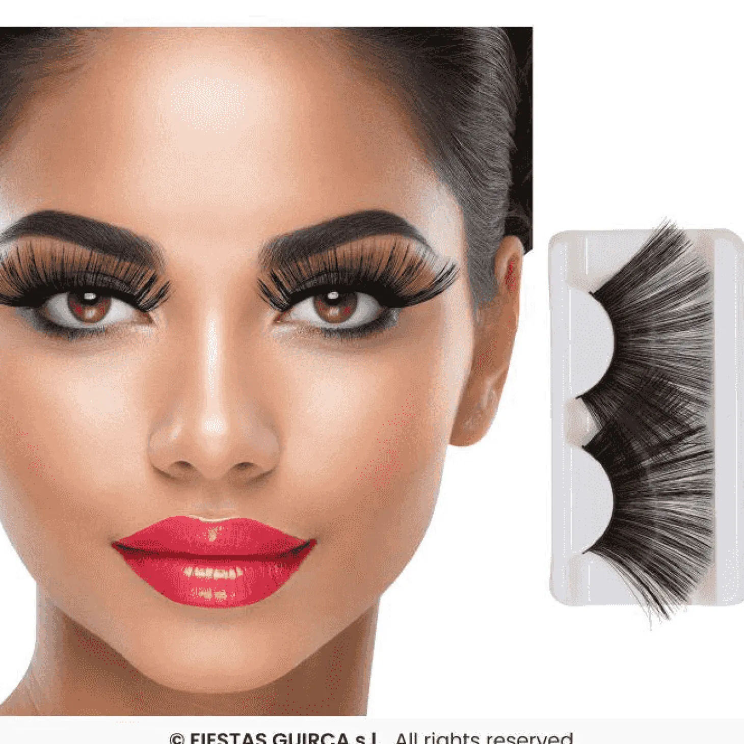 Pestañas negras jumbo con brillo y adhesivo – Maquillaje Disfraces