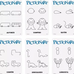 Pictionary – Juego de mesa familiar con pizarras, rotulador y reloj de arena