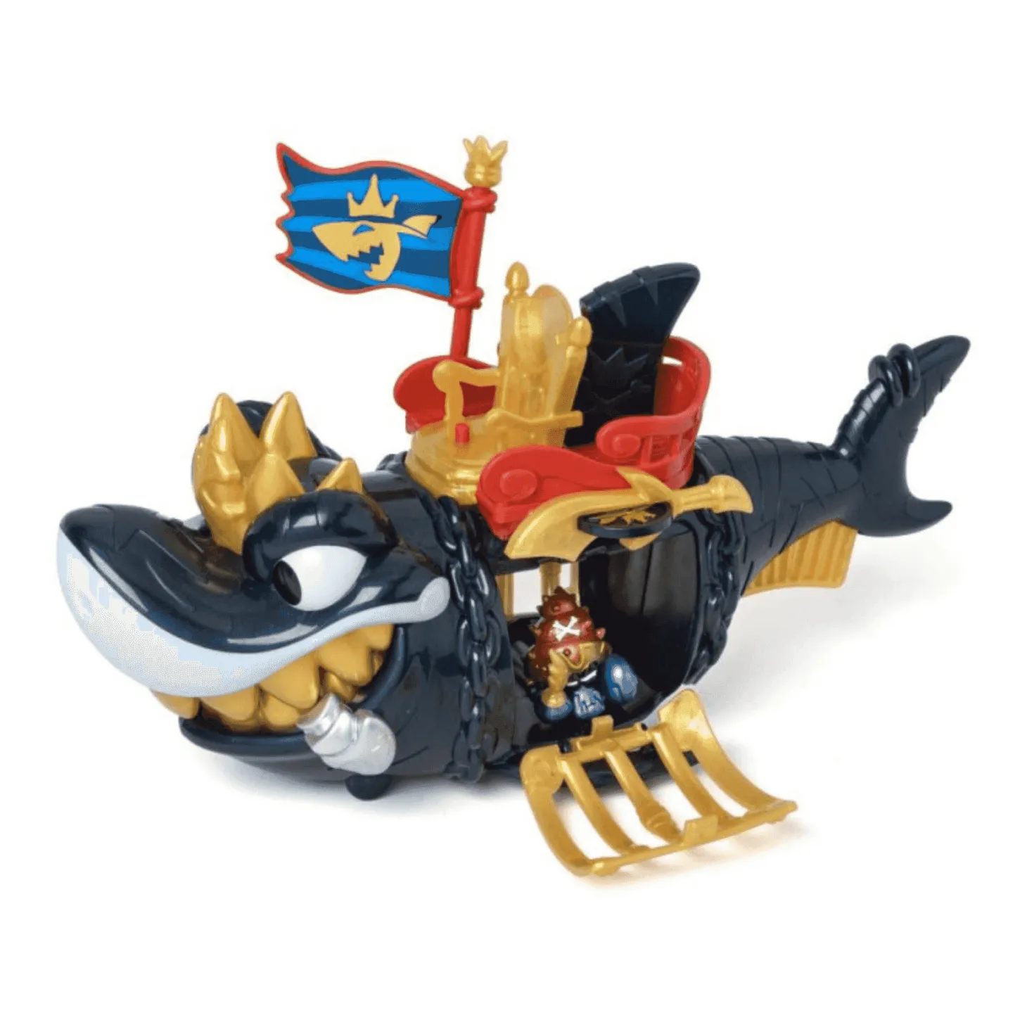 Piratix King Shark Golden Teeth - Tiburón Articulado con Figura