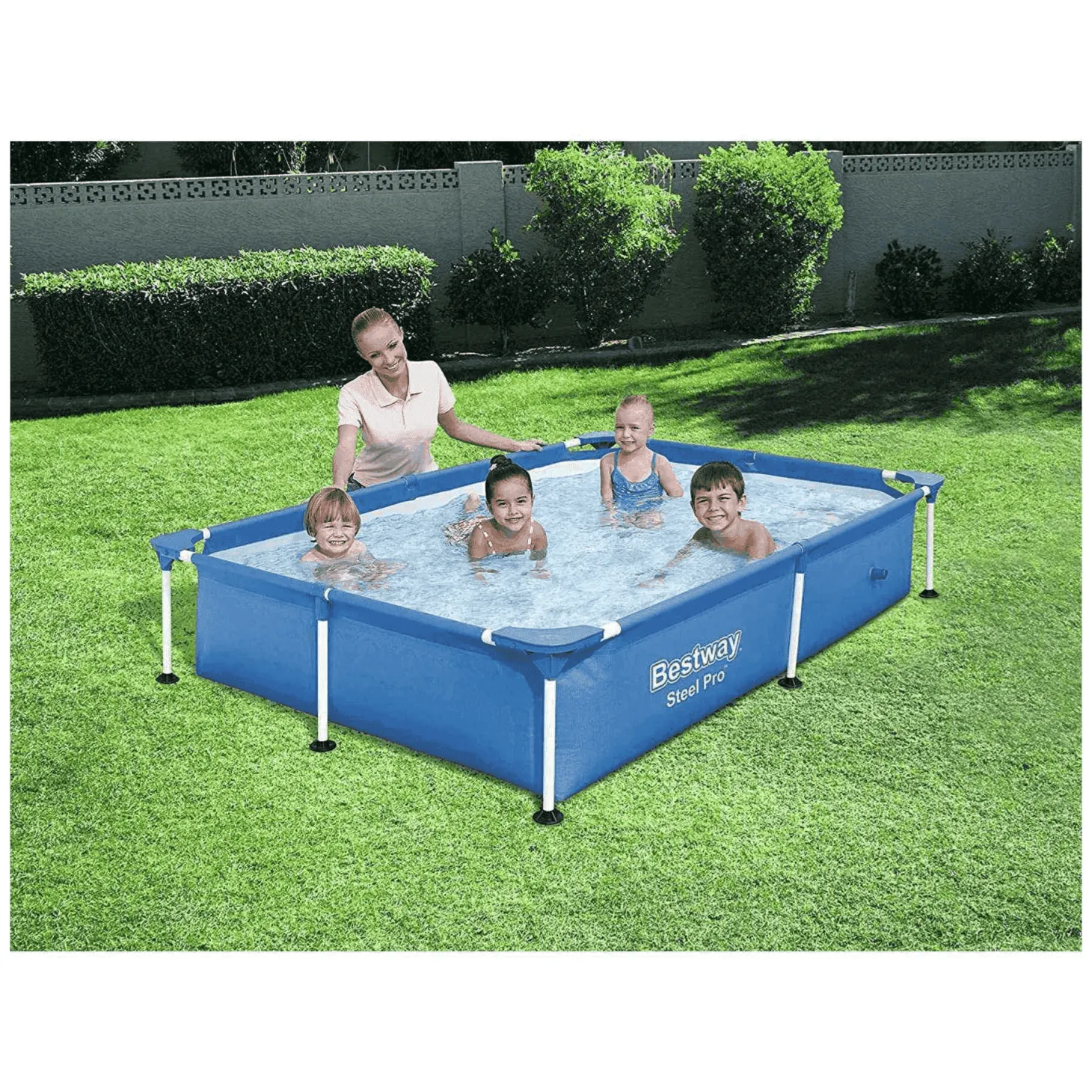 Piscina Desmontable Rectangular Tubular Infantil 221x150x43 cm