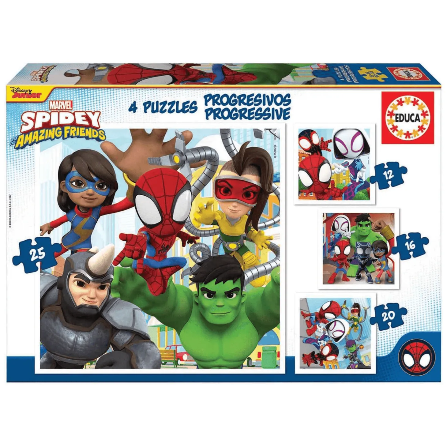 Puzzle Progresivos Spidey & His Amazing Friends 12 16 20 25 Piezas