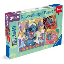 Ravensburger Puzzle Disney Stitch, Colección 3 x 49, 3 Puzzle de 49 Piezas, Puzzle para Niños, Edad