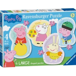 Ravensburger Puzzle Peppa Pig, Colección Puzzle Shaped 4 in a box, 4 Puzzle de 10, 12, 14, 16 Piezas