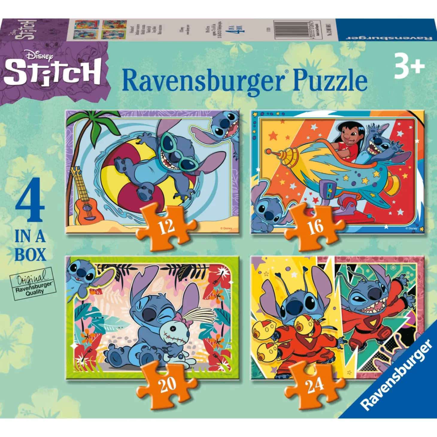 Ravensburger Puzzle Stitch, Colección Puzzle 4 in a box, 10, 12, 14, 16 Piezas, Puzzle para Niños, E