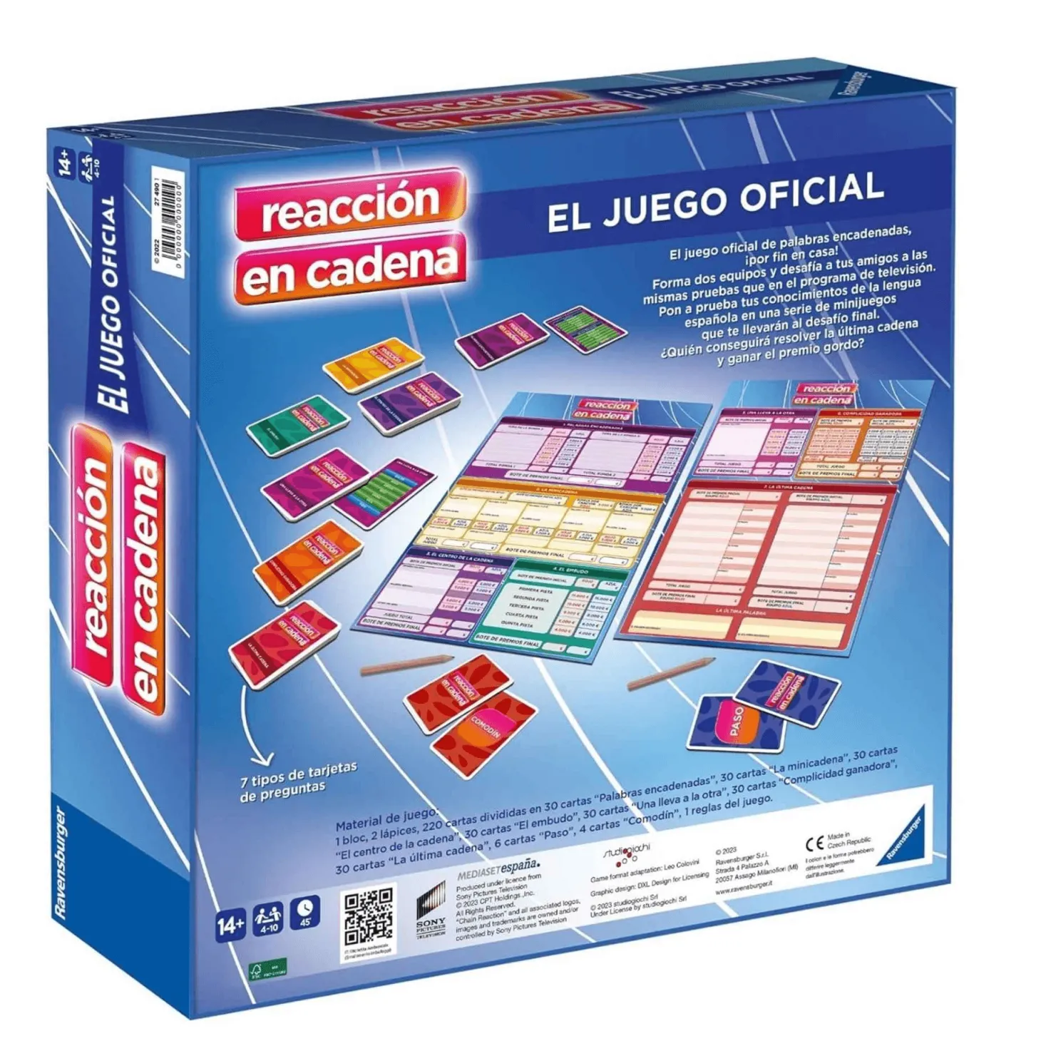 Ravensburger Reaccion a Cadena, Juego de Mesa TV, 2-4 Jugadores, 10+ Años