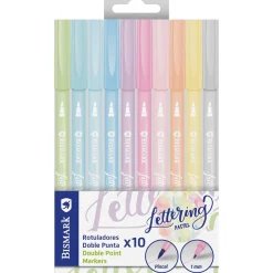 Rotuladores doble punta para lettering pastel de 10 unidades