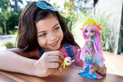 Royal Enchantimals Ocean Kingdom Muñeca Rainey Rainbow Fish con Mascota 4 años