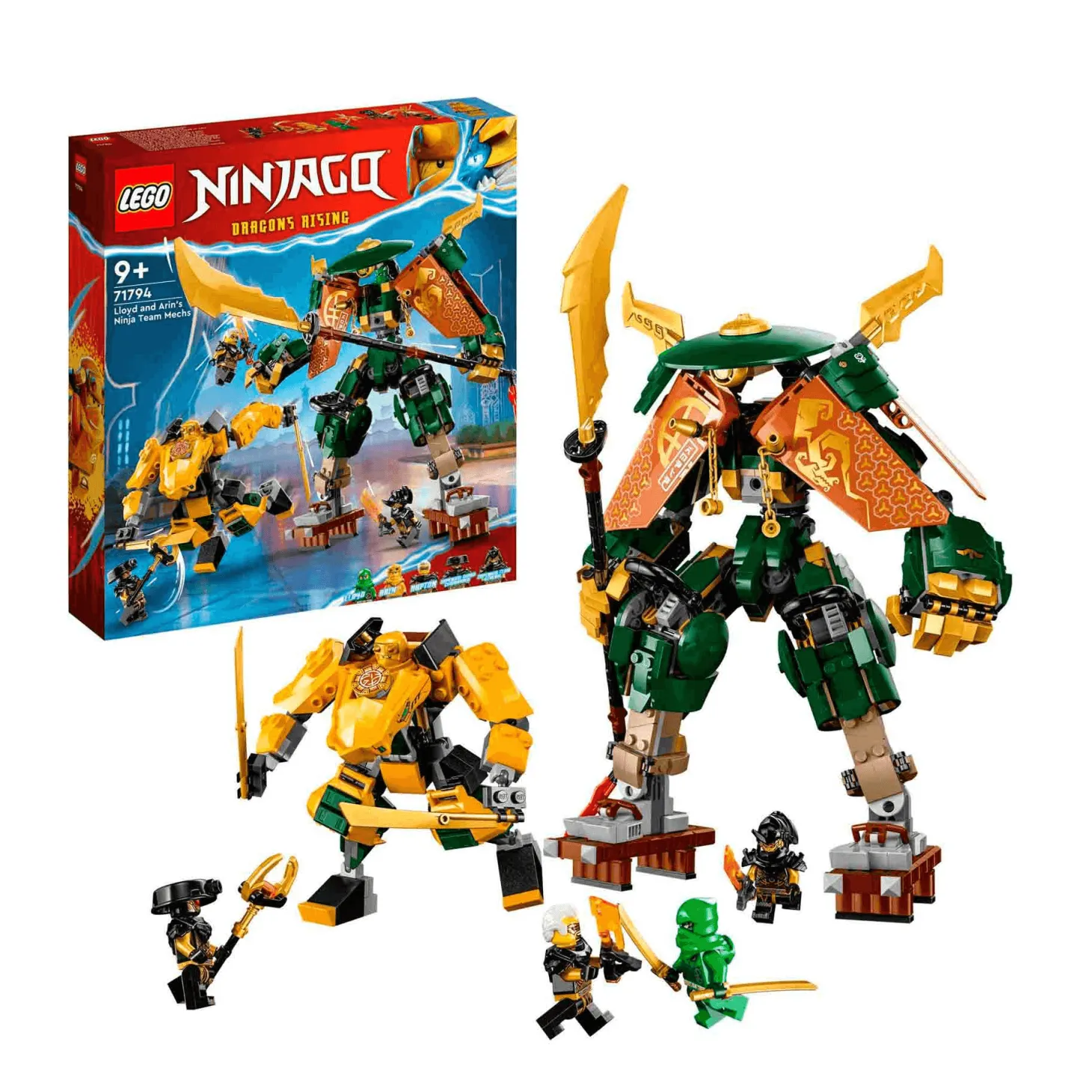 Set de juguetes de construcción LEGO NINJAGO 71794 Mecas del Equipo Ninja de Lloyd y Arin 764 pie