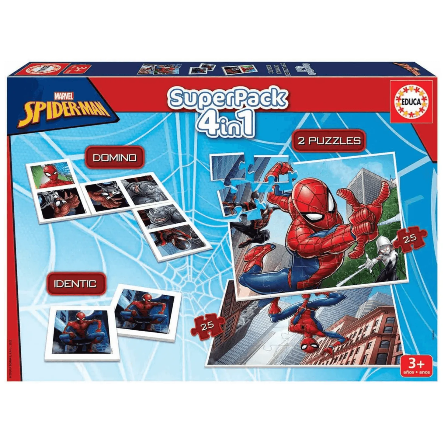 Spiderman Superpack con Puzzle Dominó y Juegos Educativos