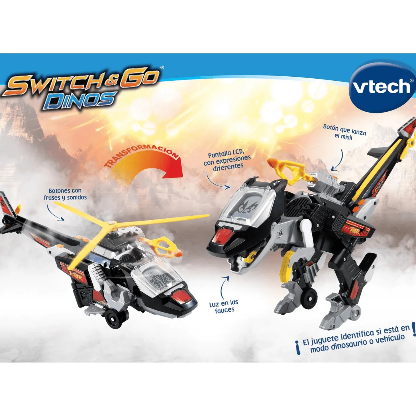 Switch & Go Dinos Black El velocirráptor