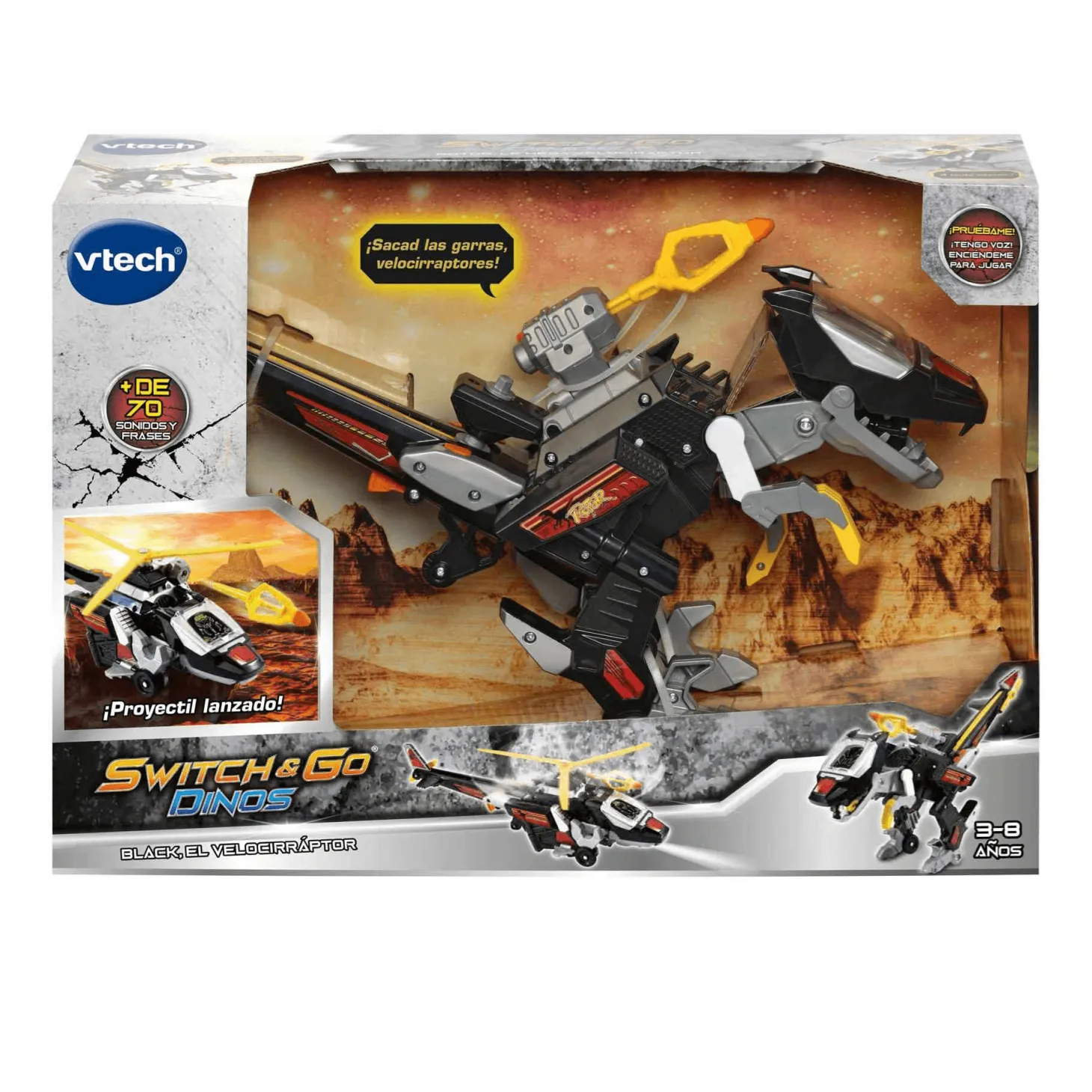 Switch & Go Dinos Black El velocirráptor
