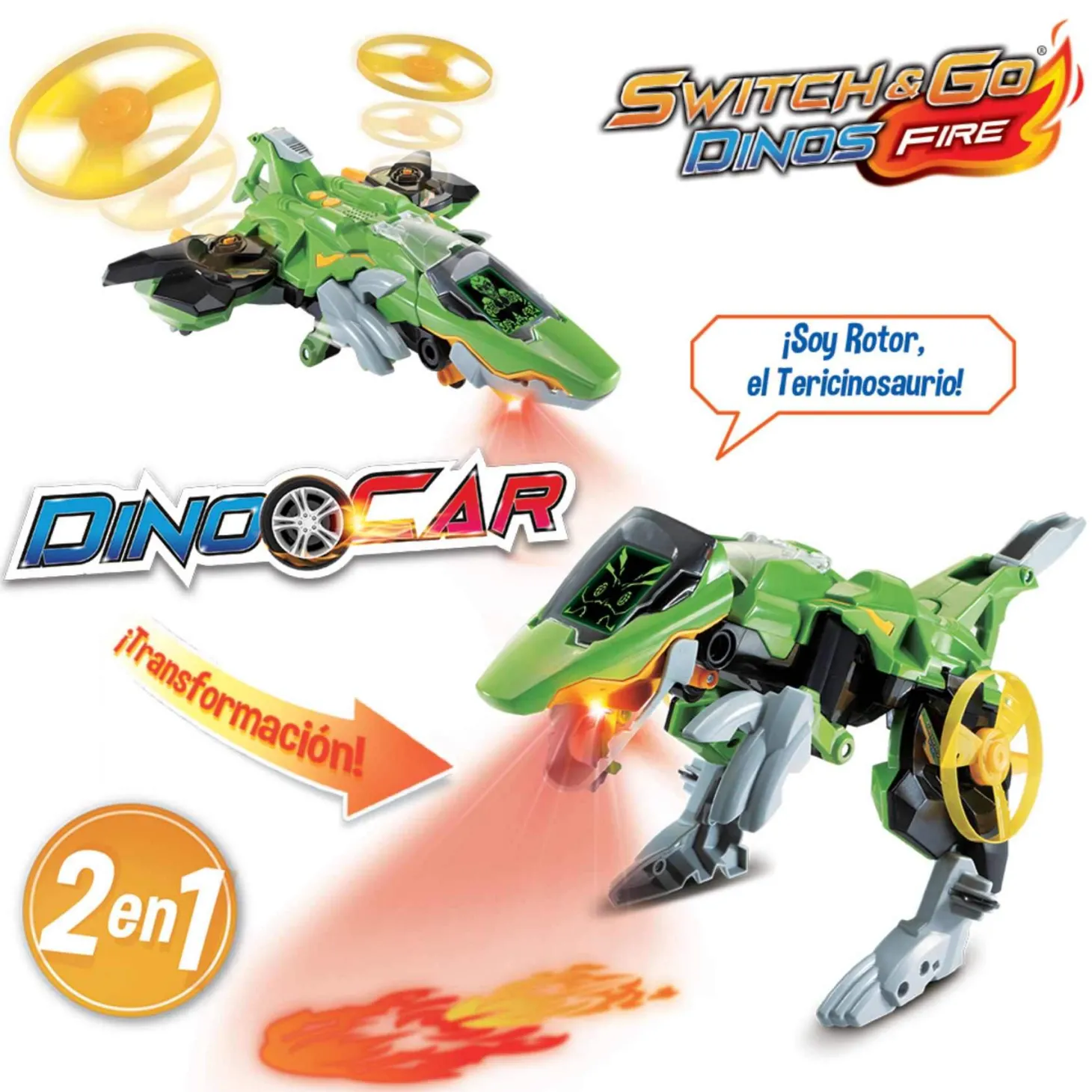 Switch & Go Dinos Rotor El tericinosaurio avión de combate
