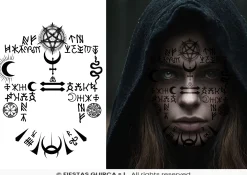 Tatuaje facial satánico 30 x 13 cm – Calcomanía de maquillaje para Halloween