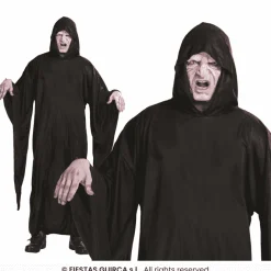Túnica negra muerte con capucha – Disfraz unisex adulto Halloween