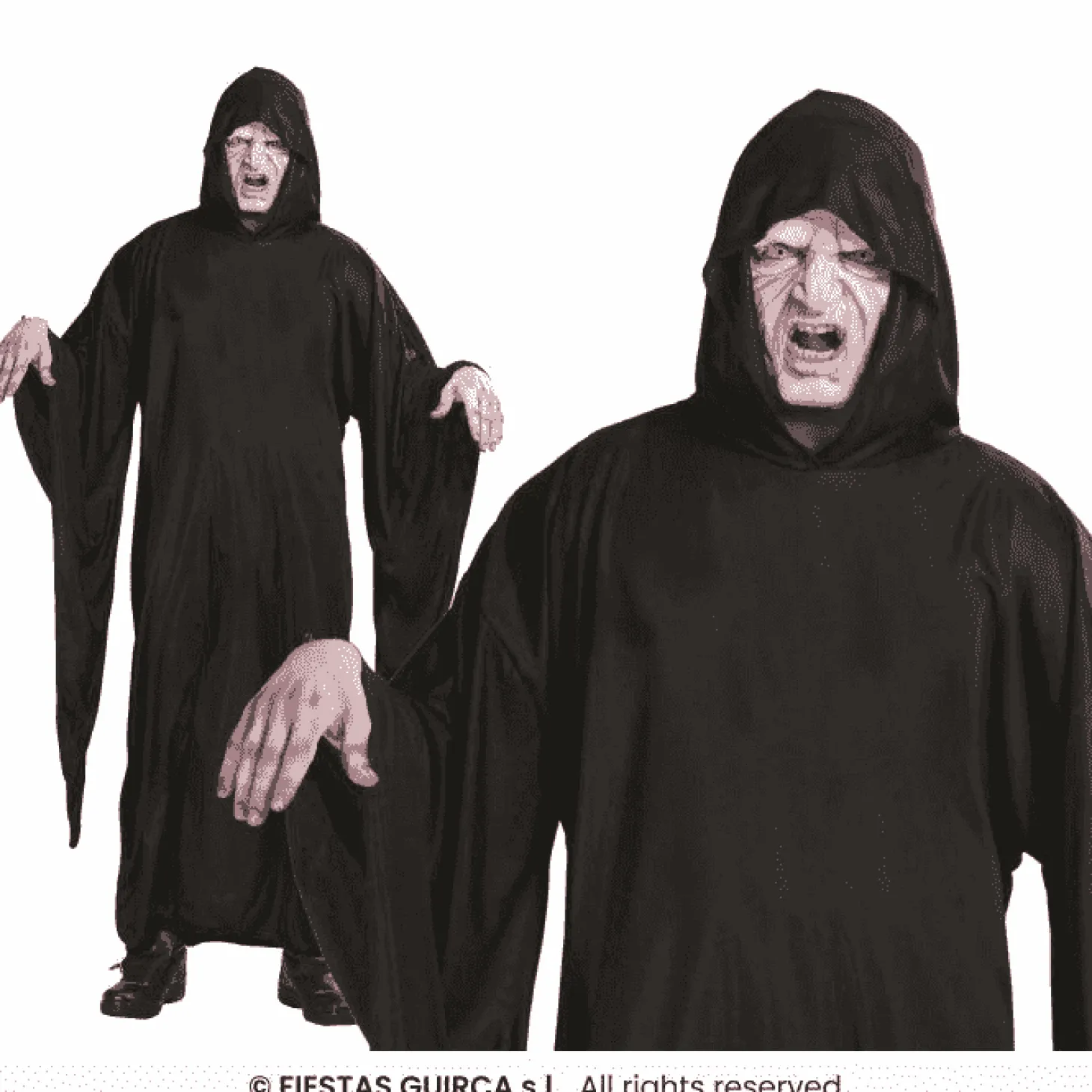 Túnica negra muerte con capucha – Disfraz unisex adulto Halloween