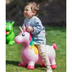 Unicornio saltarín hinchable con inflador (Eurekakids)