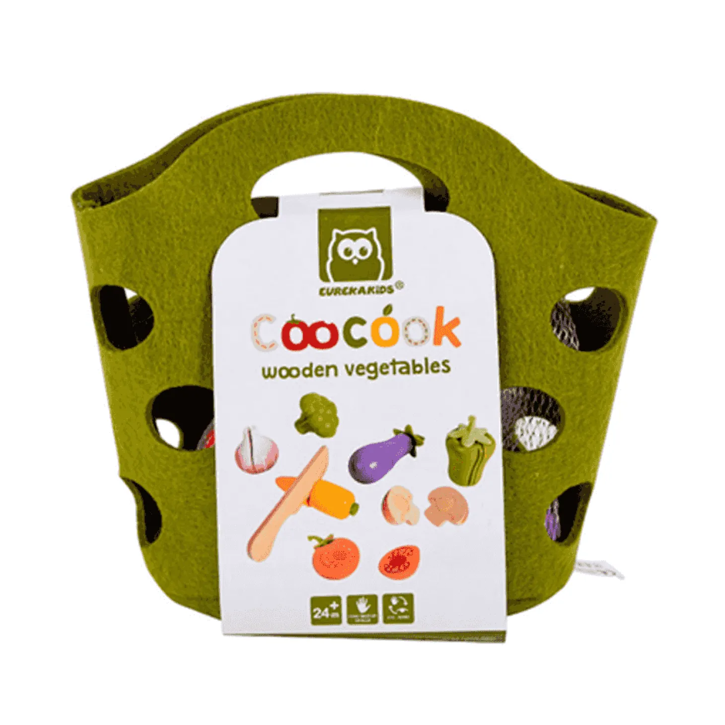 Verduras de madera con cuchillo de juguete – Set educativo de cortar (Eurekakids)