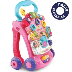 VTech Andador Andandín 2 en 1 rosa, Correpasillos con patas plegables, panel extraíble y regulador