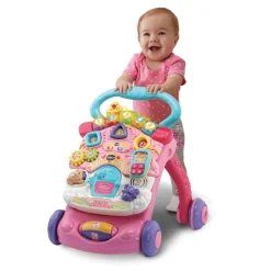 VTech Andador Andandín 2 en 1 rosa, Correpasillos con patas plegables, panel extraíble y regulador