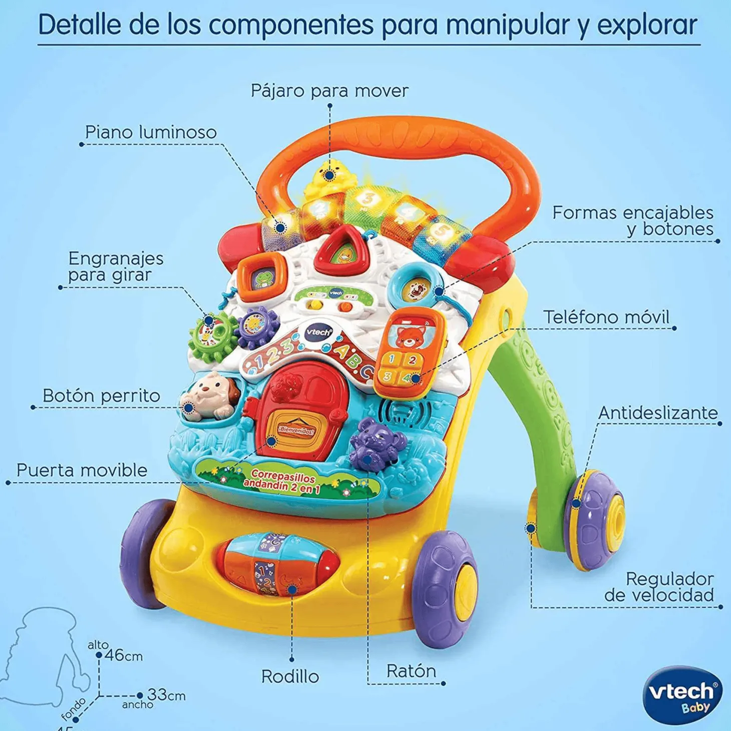 VTech Correpasillos Andandin 2 en 1| Juguete Infantil