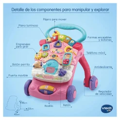 VTech Correpasillos Andandin 2 en 1 Rosa| Juguete Infantil