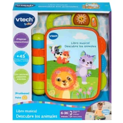 VTech Libro musical Descubre los animales, Libro interactivo que enseña clima y ropa